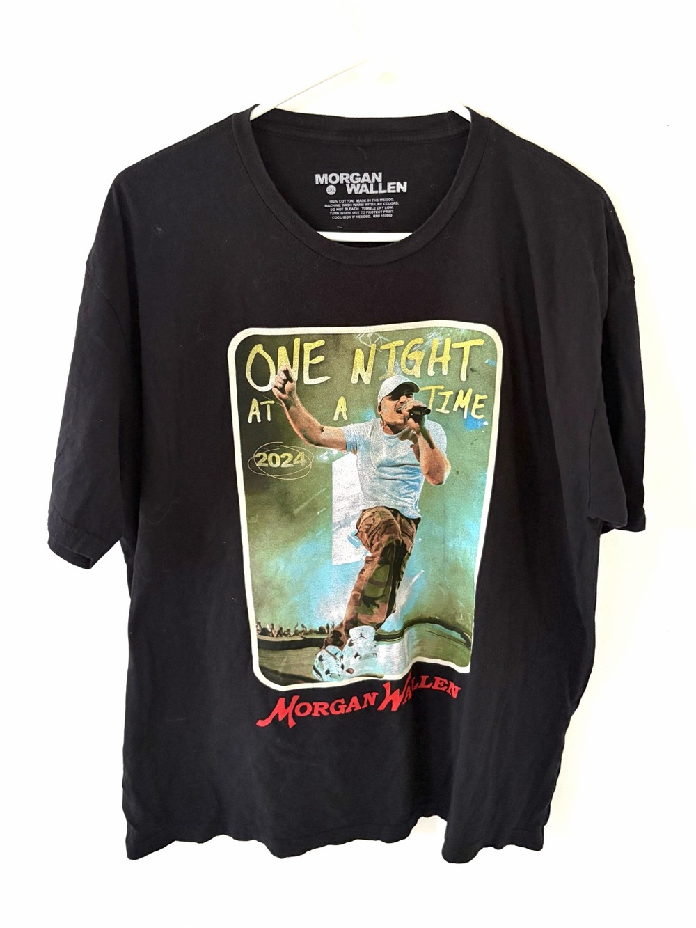 Morgan Wallen "One Night At A Time" 2024 Tour Graphic T-Shirt, Size: 2XL